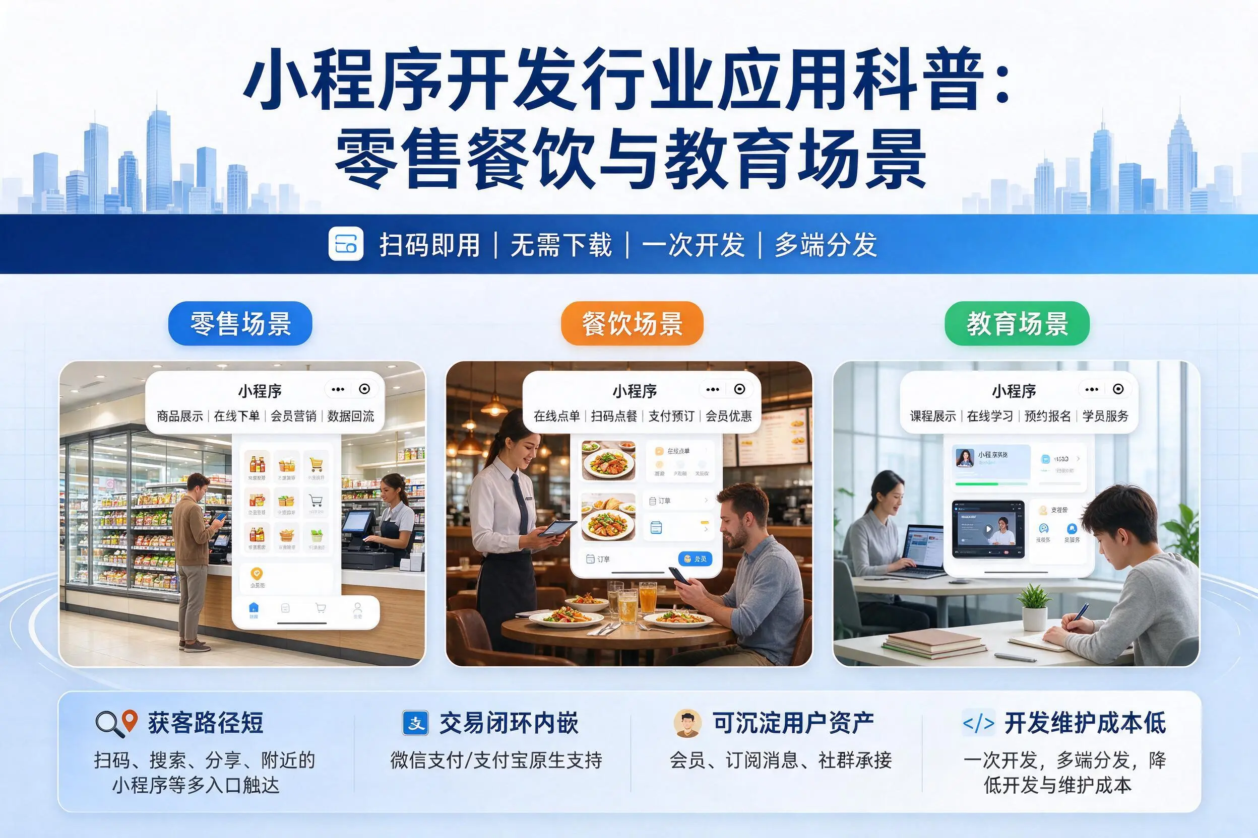 烟台小程序开发行业应用科普:零售餐饮与教育场景