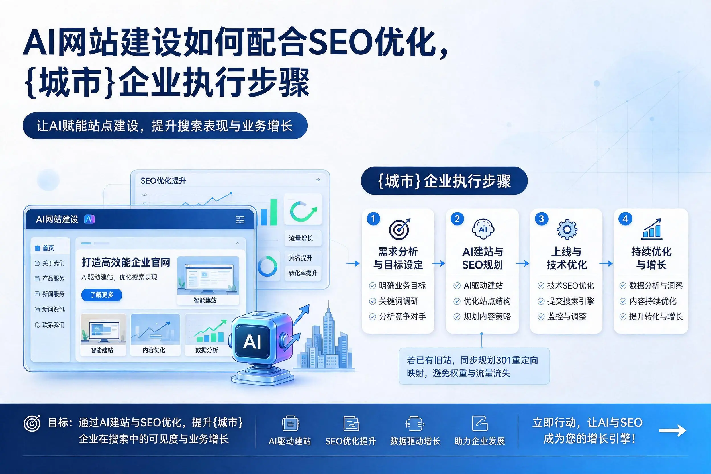 AI网站建设如何配合SEO优化,烟台企业执行步骤