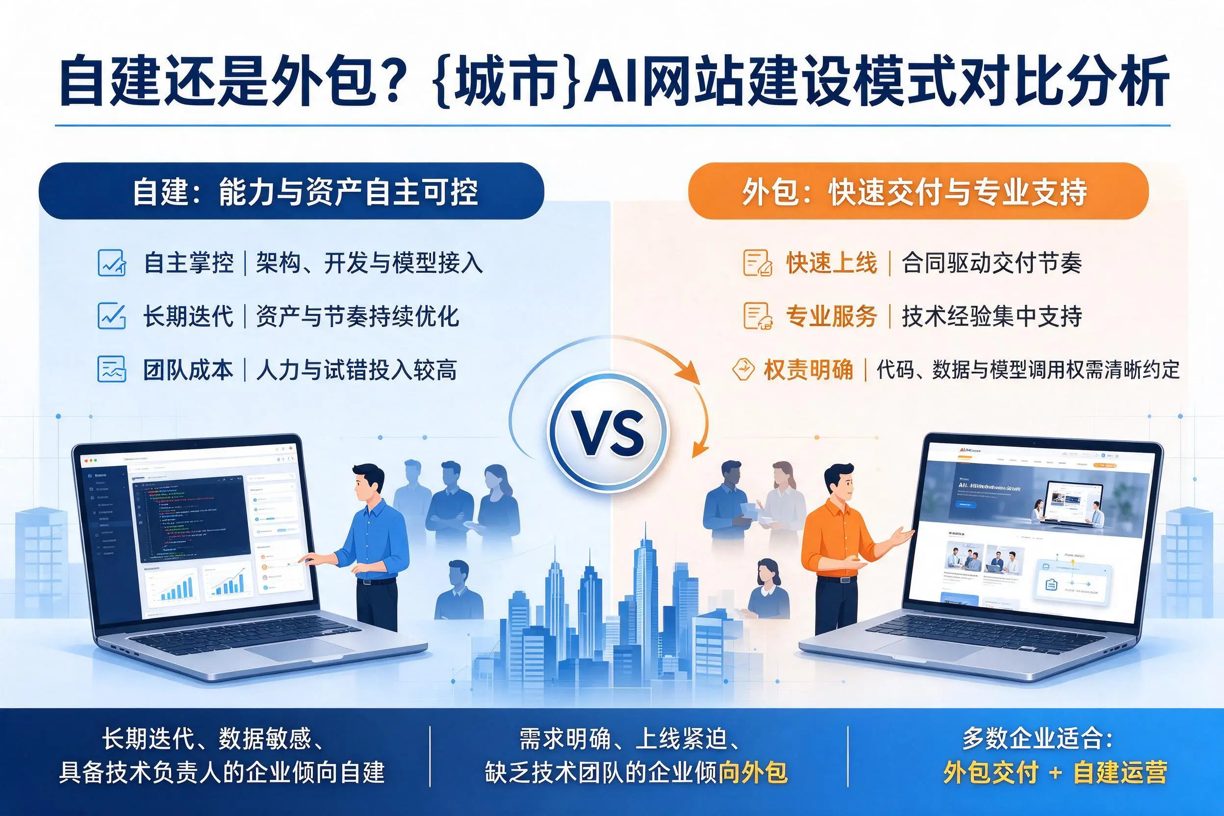 自建还是外包?烟台AI网站建设模式对比分析