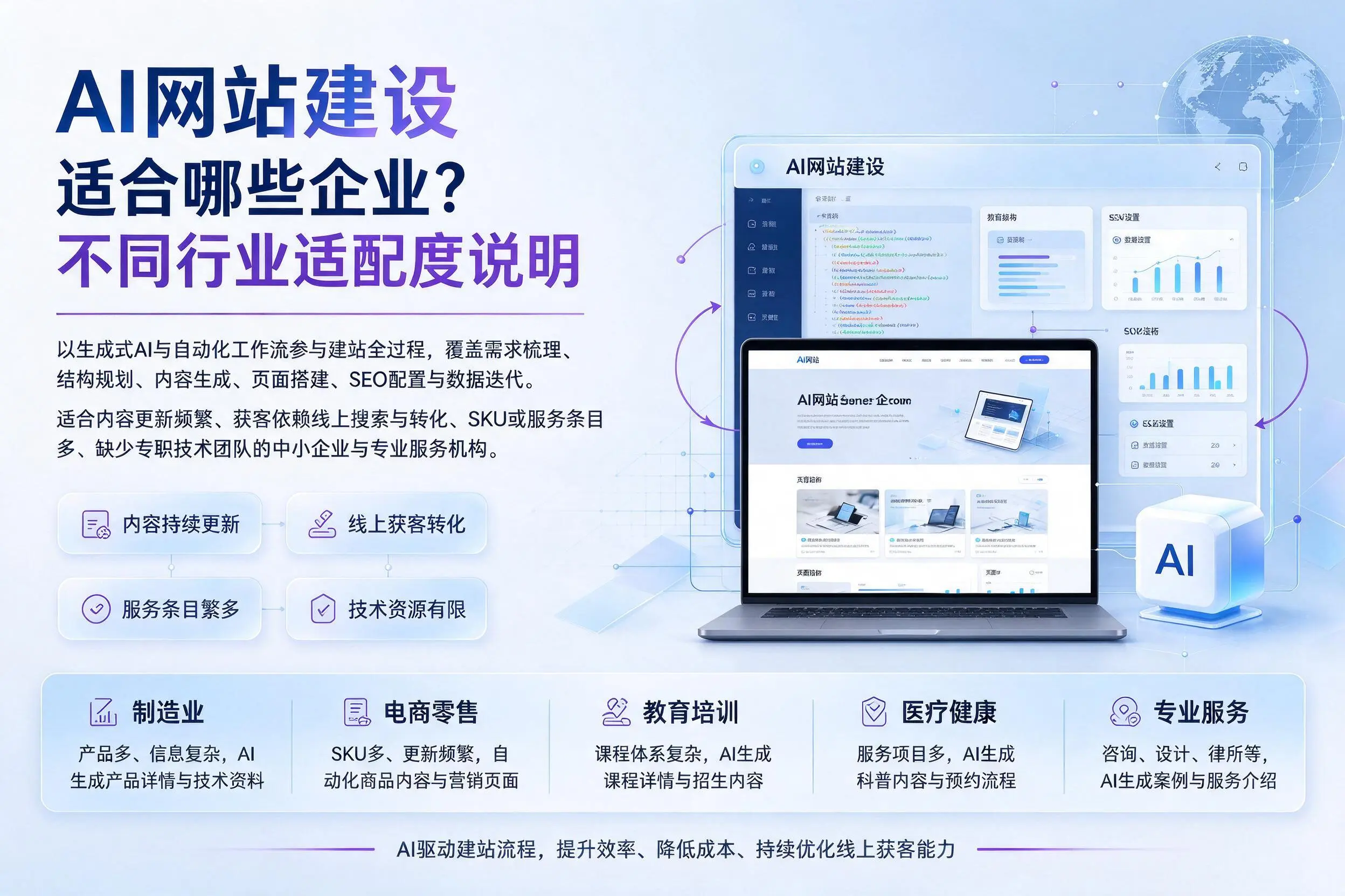 AI网站建设适合哪些企业？烟台不同行业适配度说明